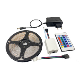 RGB-LED-Streifen LED-Stripe LED-Band- IP65 - 5m + Fernbedienung + Netzadapter - SET
