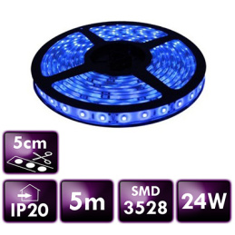 LED-Streifen LED-Stripe LED-Band SMD 2835 - 5m - 60LED/m - 4,8W/m - blau- IP20 - mit Stecker