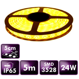 LED-Streifen - SMD 2835 - 5m - 60LED/m - 4,8W/m - 1200Lm - 12V - IP65 - gelb