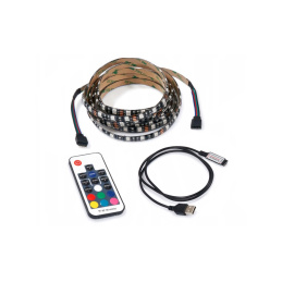 LED-Streifen LED-Stripe LED-Band hinter TV - 5V - 5m - 60LED/m - 72W - IP20 - RGB - Fernbedienung