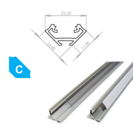 Aluminiumprofil für LED-Streifen C-Ecke 2m