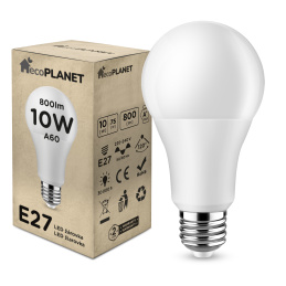 LED Leuchtmittel Ersatz LED-Glühbirnen- ecoPLANET - E27 - 10W - 800Lm - warmweiß, LED Leuchtmittel, LED Lampe, LED Glühbirne, LED Birne  
