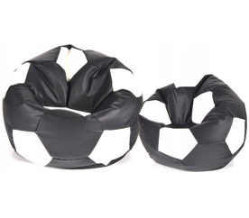 Aga Sitzsack Relaxationbag BALL XXXL Weiß - Schwarz + Fußstütze