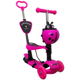 R-Sport Kinderroller mit drei Rädern 5in1 mit LED-Rädern H3 Pink