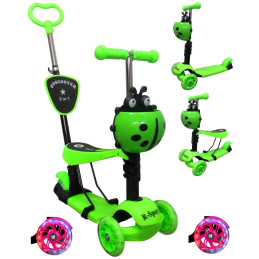 R-Sport Kinderroller mit drei Rädern 5in1 mit LED-Rädern H3 Grün
