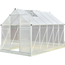 Aga Garten- Gewächshaus UV-gefilterten Polycarbonat-Kammerplatten,mit aufklappbaren Dachtfenster und Schiebentür MR4034 310x190x207 cm