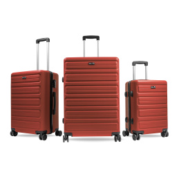Aga Travel Kofferset Reisekofferset, Hartschalenkoffer, Doppelgriff mit Zahlenschloss, Koffer auf Rollen 3tgl Reisekoffer auf 4 Rollen  MR4657 Rot