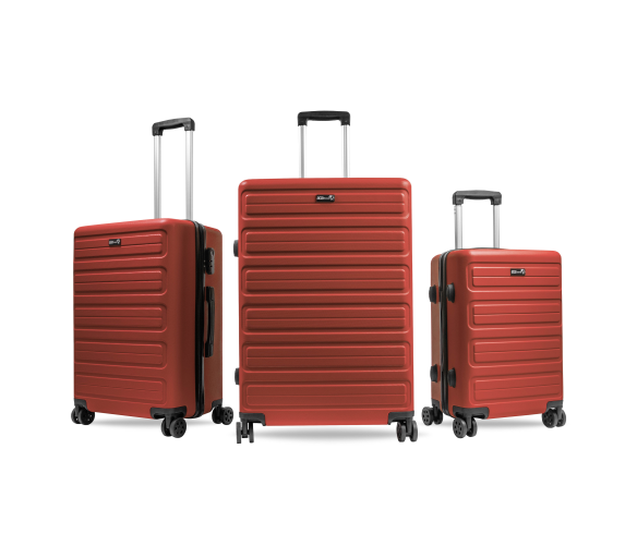 Aga Travel Kofferset Reisekofferset, Hartschalenkoffer, Doppelgriff mit Zahlenschloss, Koffer auf Rollen 3tgl Reisekoffer auf 4 Rollen  MR4657 Rot